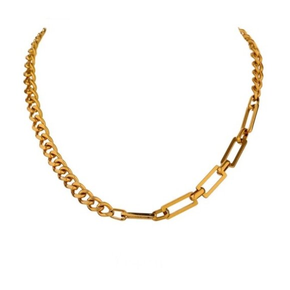 Jewelry - Women Stainless Steel Stylish Golden Necklace